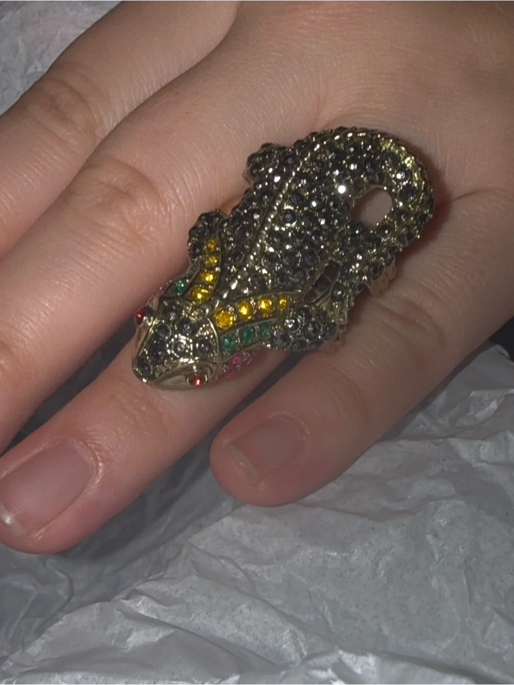 Gold Reptile Ornament Ring - Gold Color